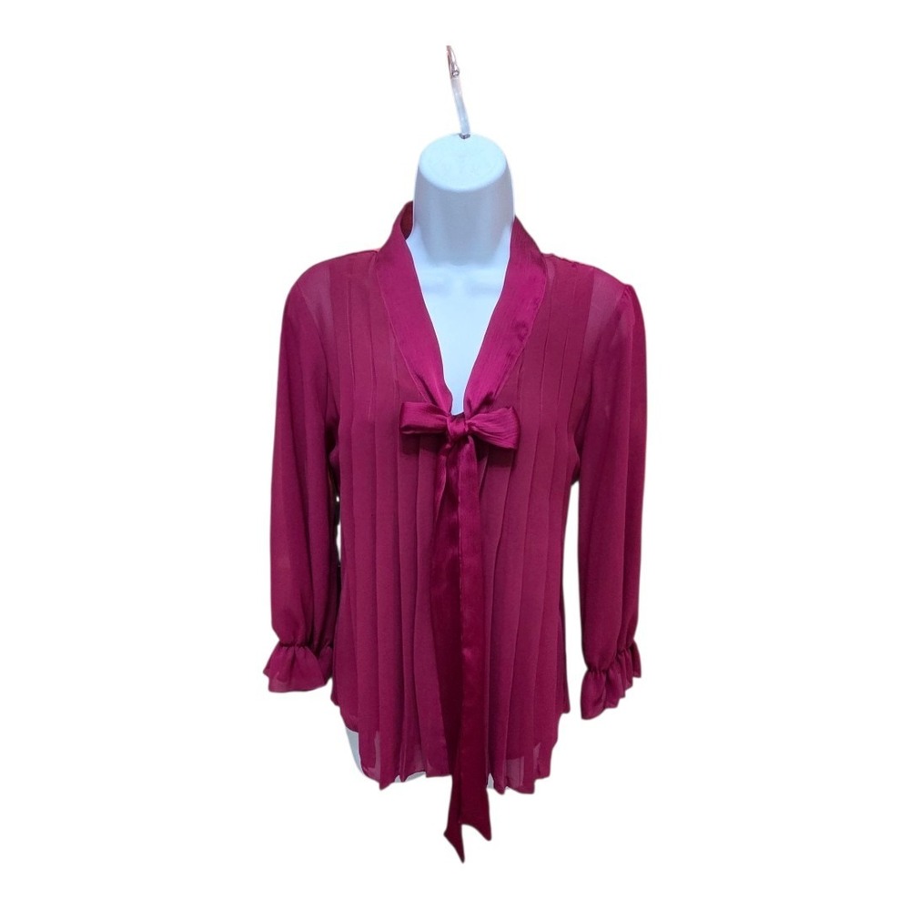 New York City‎ Design Co. Vintage Sheer Blouse W/Tank Womens Small Pleated 80s